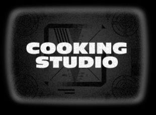 retro cooking show look in black and white